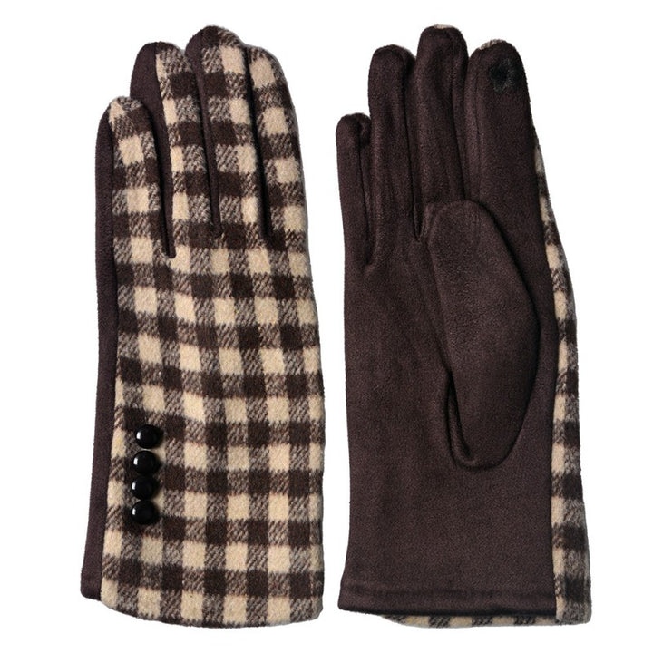 Juleeze - Winter gloves brown beige checked