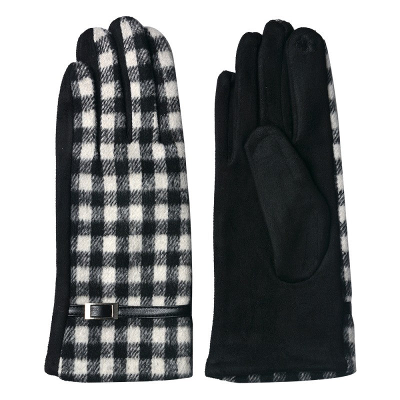 Juleeze - Gants d'hiver noir et blanc à carreaux