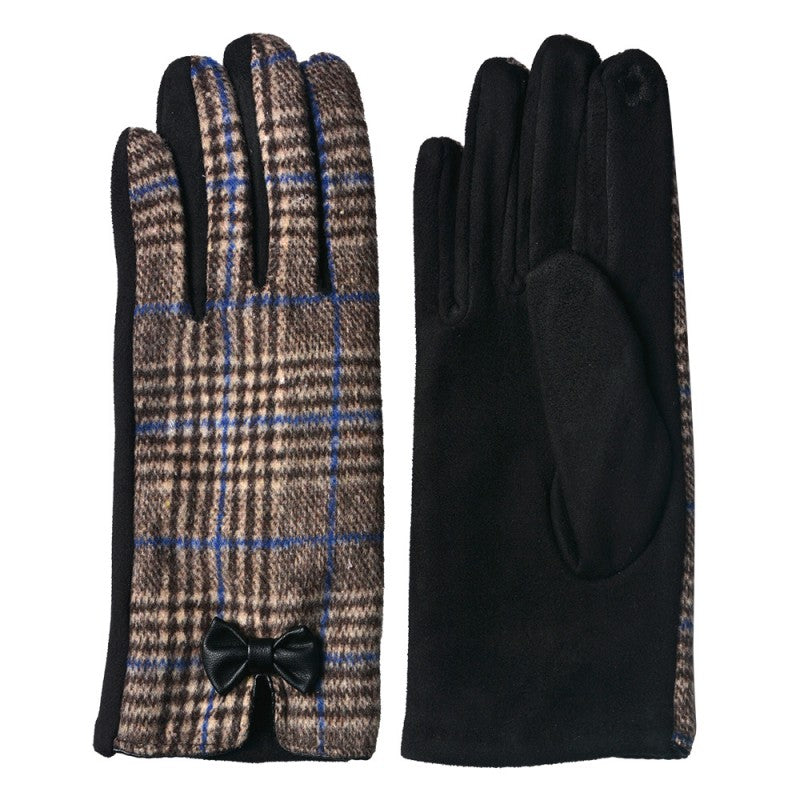 Juleeze - Guantes de invierno a cuadros grises