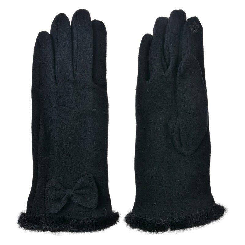 Juleeze - Gloves black with bow