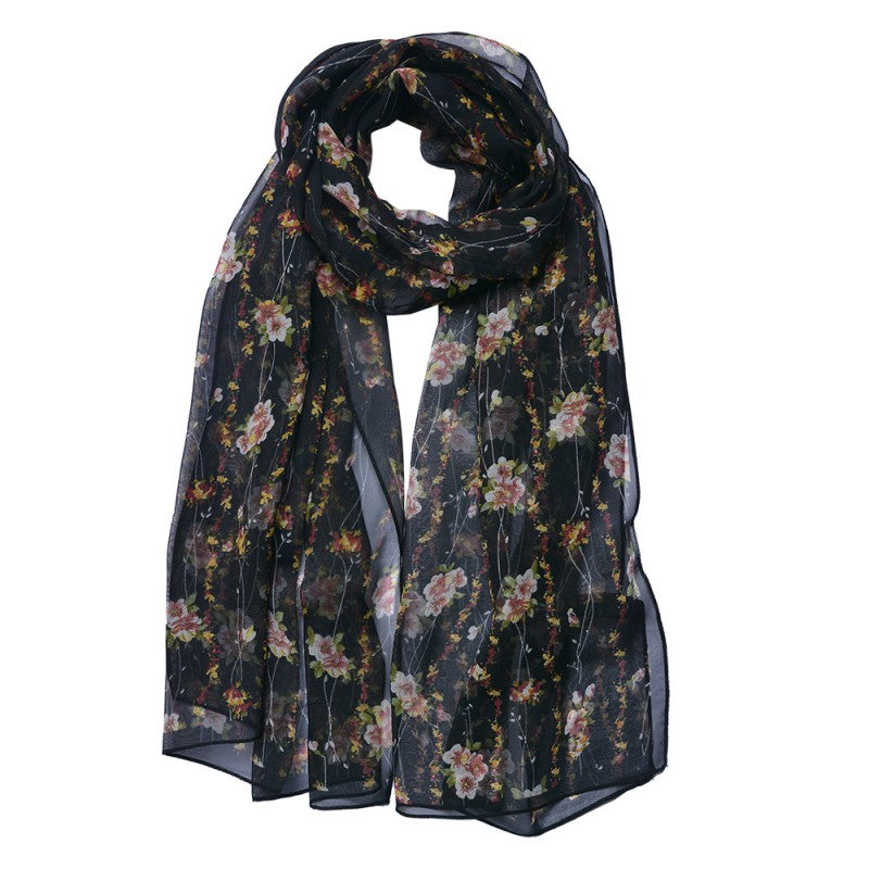 Juleeze - Black Flower Scarf