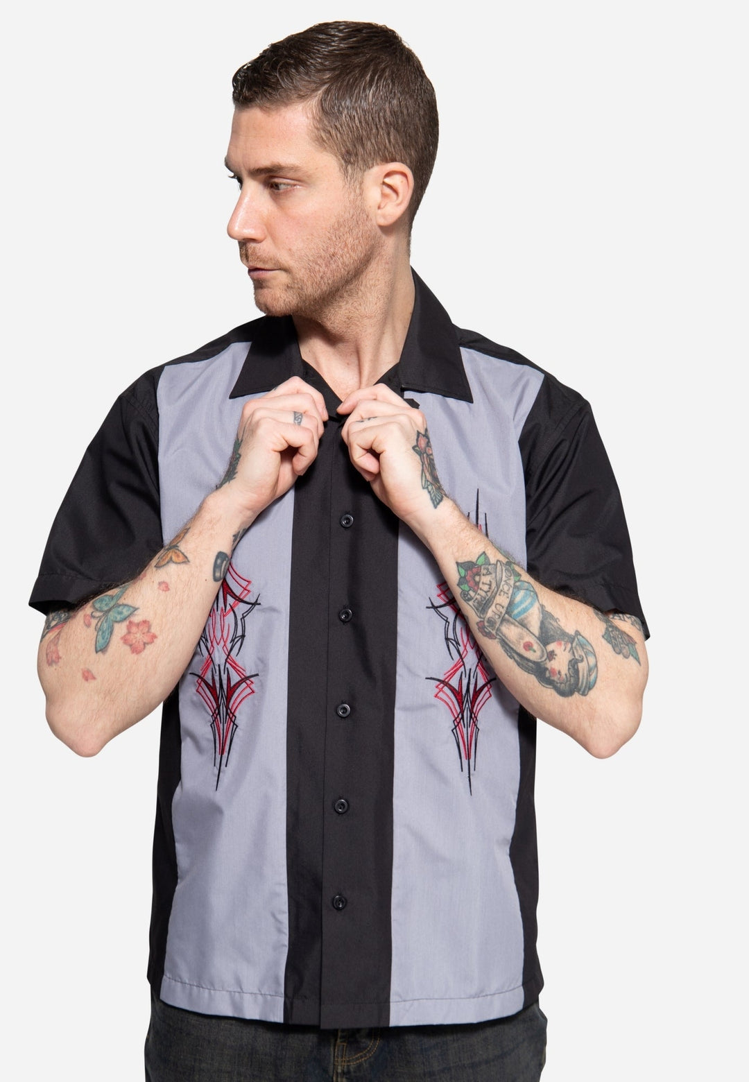 King Kerosin - Camisa de lounge »Rayas« negra