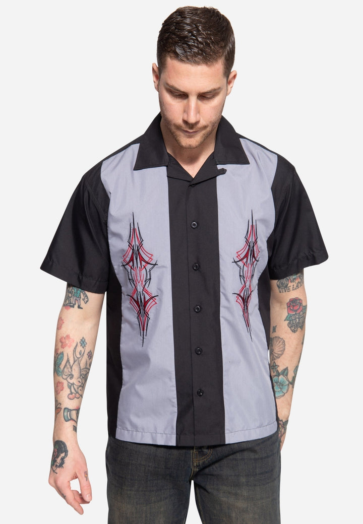 King Kerosin - Lounge Shirt "Pinstripes" Black