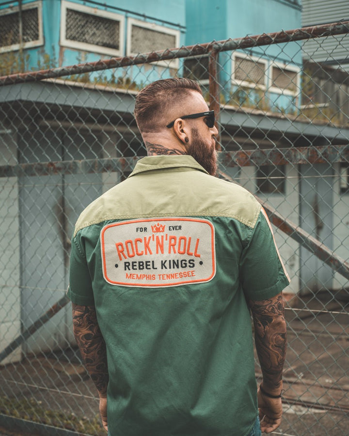 King Kerosin - Racing Shirt "Rock`n`Roll Rebel Kings" in green