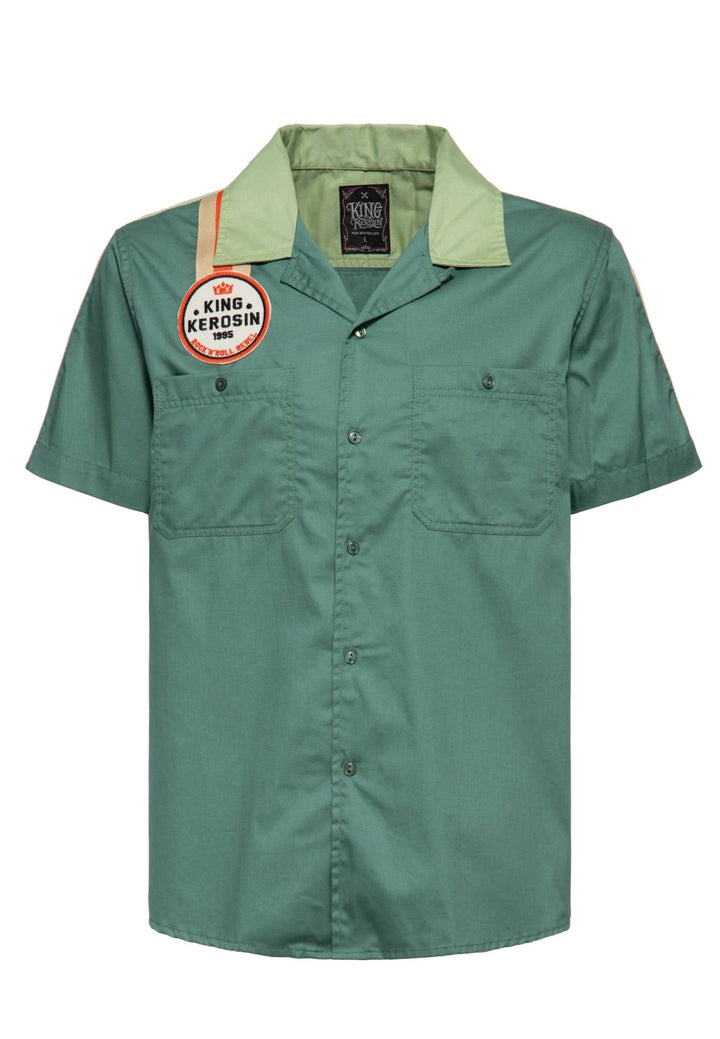 King Kerosin - Camicia da corsa «Rock`n`Roll Rebel Kings» in verde