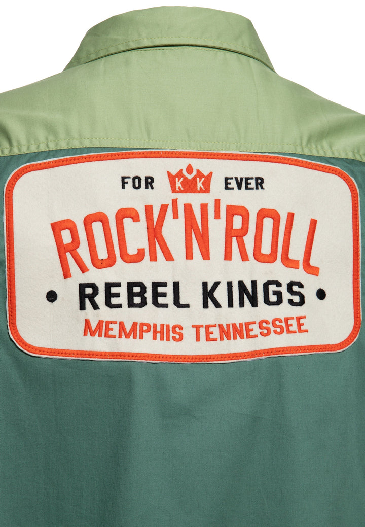 King Kerosin - Chemise de course «Rock`n`Roll Rebel Kings» en vert