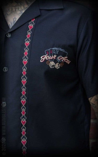 Rumble59 - Lounge Shirt Four Aces - schwarz