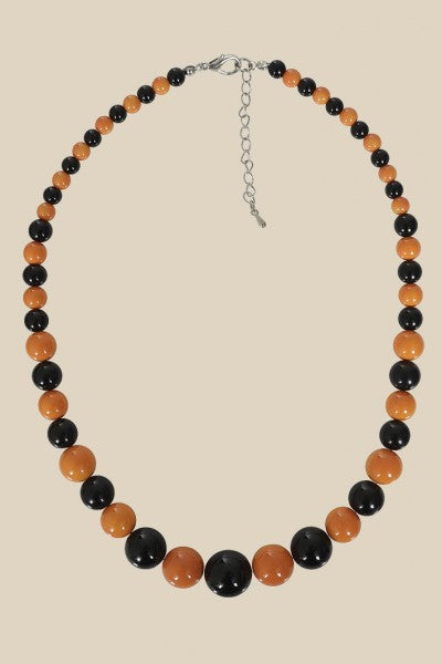 Collectif Accessories - Natalie Two Tone Necklace in Orange / Schwarz