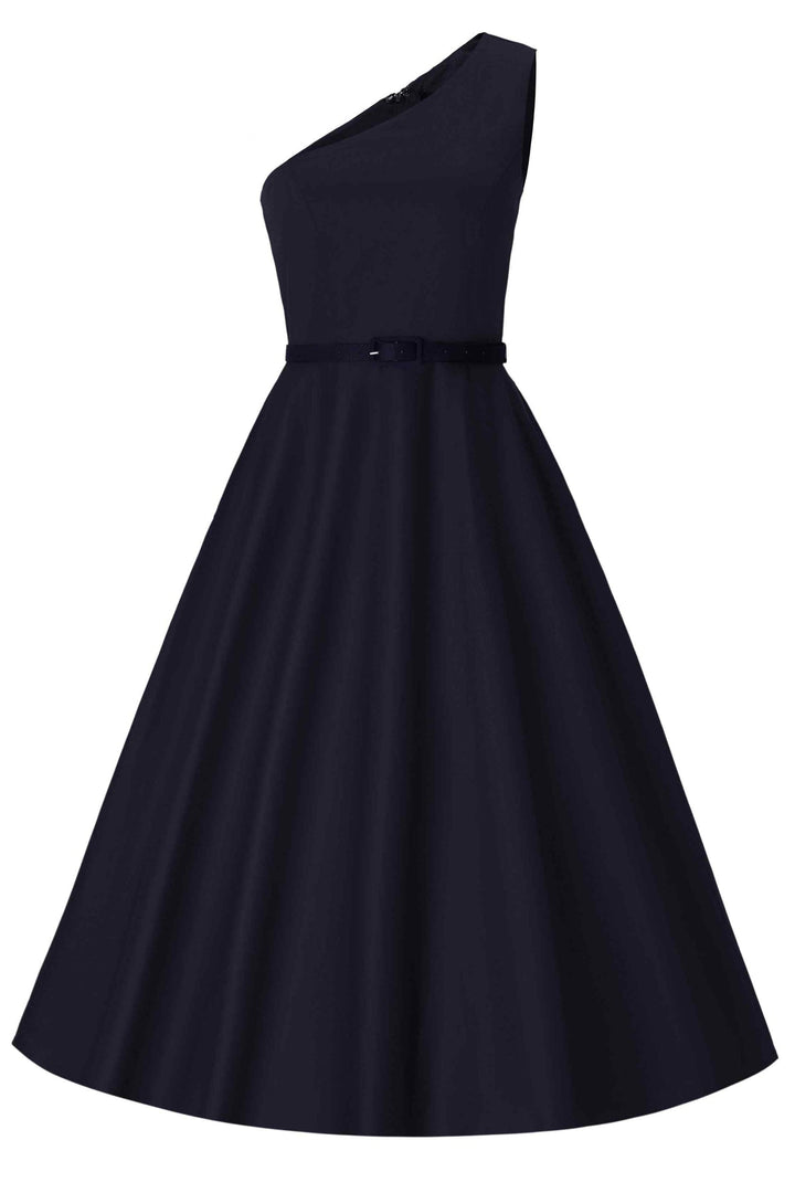 Dolly & Dotty - Susan One-Shoulder Vintage Dress in schwarz
