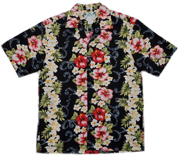 Due Palmi - Hawaii Camicia Plumeria Pannello Nero