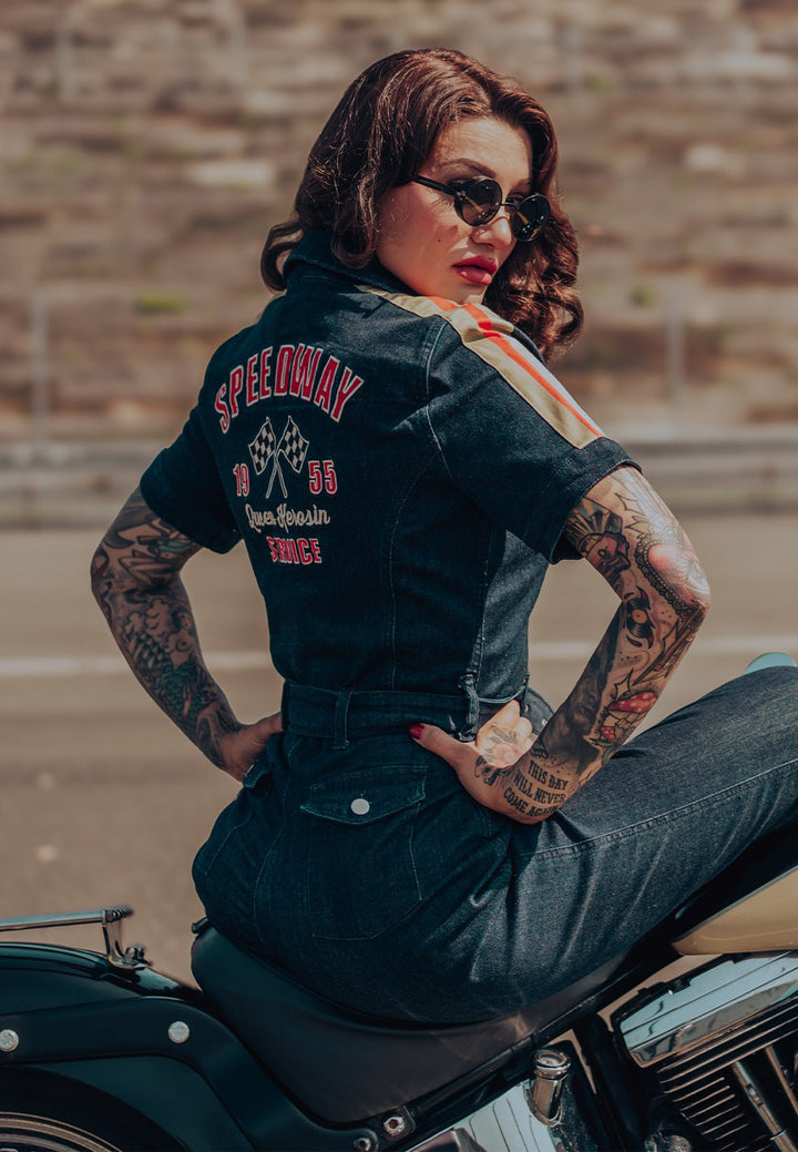 Queen Kerosin - Salopette en denim Marlene
