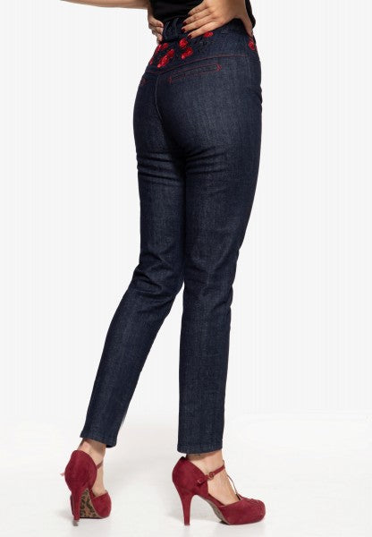 Queen Kerosin - Western Jeans »Roses«