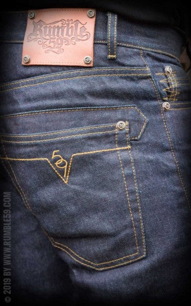 Rumble59 - Raw Denim - Blauwe Brandende Zwarttop