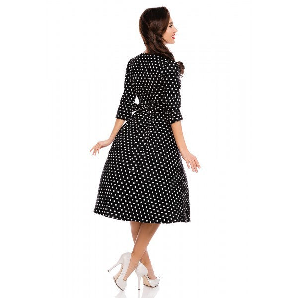 Dolly & Dotty - Katherine Stijlvolle 50s Retro Swing Jurk in Zwart Met Stippen